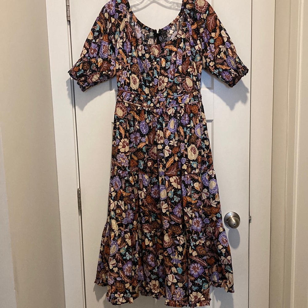 Beautiful Short Sleeve Colorful Dress 👗, size-2, new,elastic waist, , loose fit